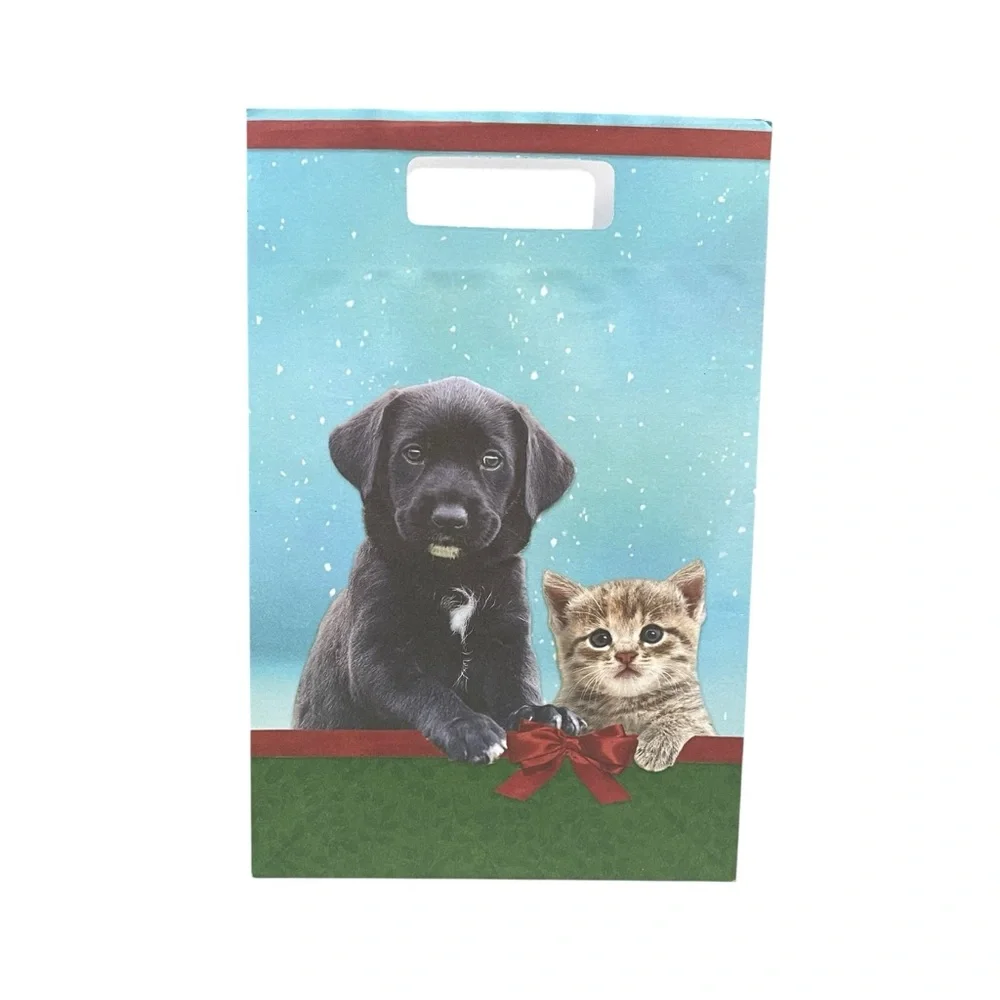 Assorted Small Holiday Themed Paper Gift Bags Animals Birds Santa Bundle of Six